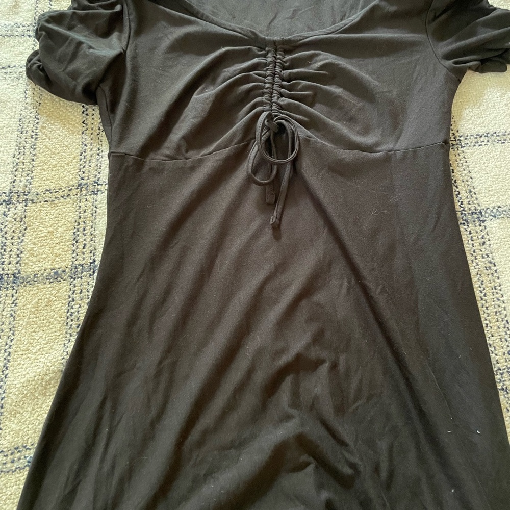 Ultra Flirt Gray Ruched Tie Front Blouse